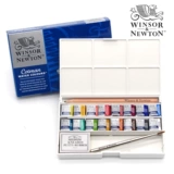 Импортная пигментированная акварель, комплект, кисть, карандаш, ластик, Великобритания, 16 цветов