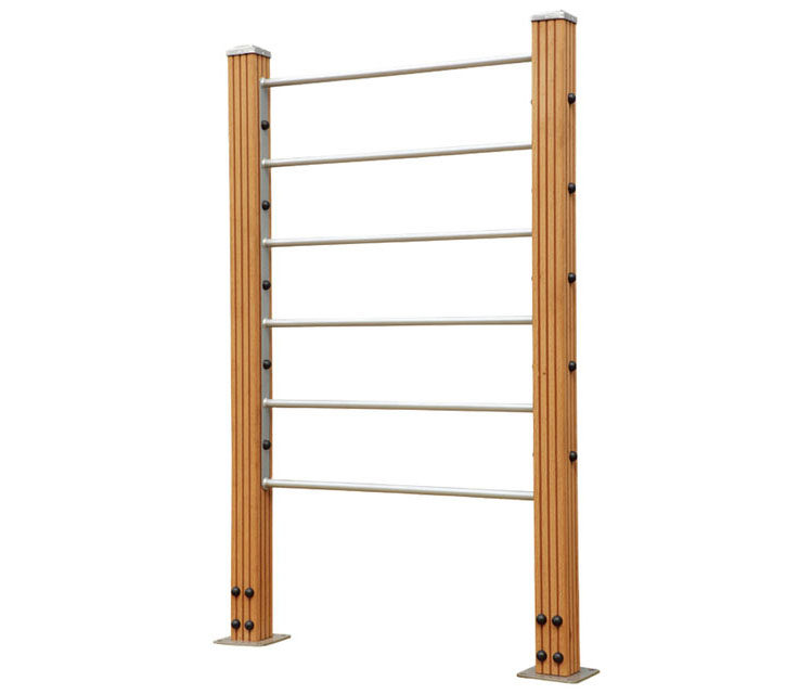 High-end Outdoor Fitness Equipment Combined Rib Wood High And Low Single Bar Press Leg Frame Square Fitness Plastic Wood Activists