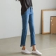 Hàn Quốc mua phụ nữ 2018 đầu xuân mới sang trọng rượu vang phong cách retro hoang dã quần thẳng chín điểm quần jeans - Quần jean quần áo nữ đẹp Quần jean