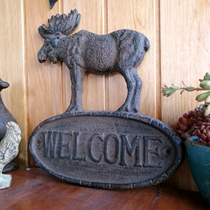 American country cast iron moose welcome sign wall decoration WELCOME retro style wall hanging wall decoration