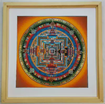 Tibet, Nepal Thangka Town House Lama painter hand-painted natural mineral pigment mansion 32 * 32cm