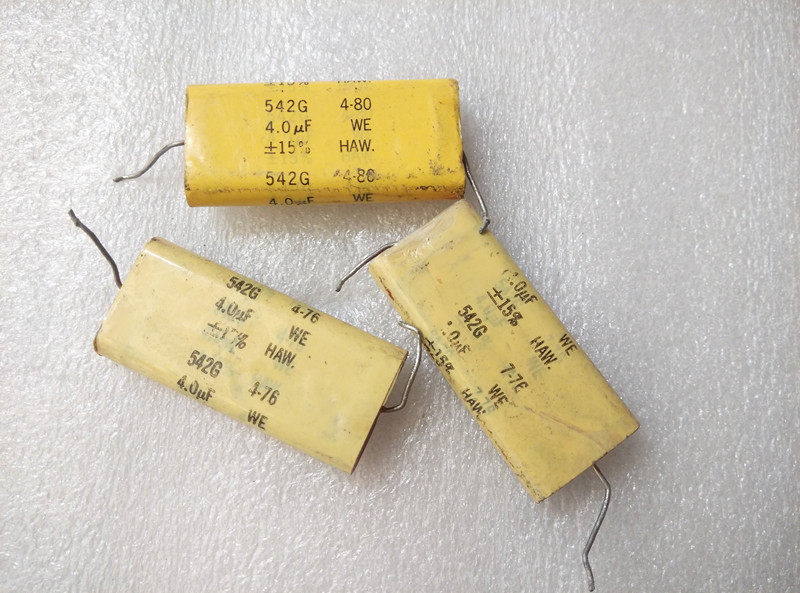 Disassembly machine American antique West electric red head WE HAW 400V4UF fever frequency division film capacitor