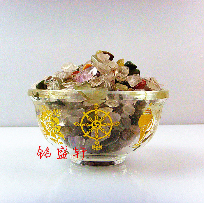 (Ming Sheng Xuan) Colorful crystal Manza eight Buddhist Seven gems for bottle Buddha Stupa storage