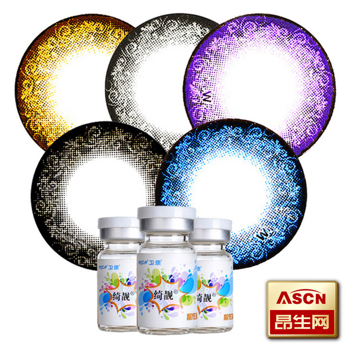 [买2送二]卫康清丽绮靓大直径豹纹美瞳蕾丝彩色隐形眼镜年抛1片TF