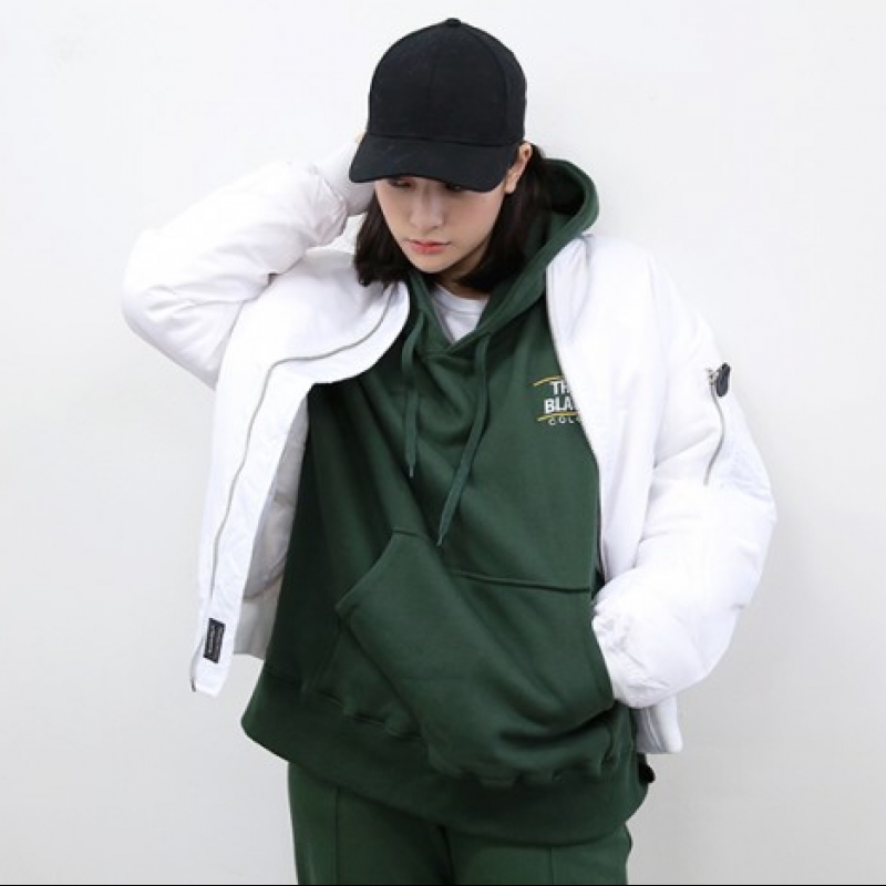 韩国stylenanda官方正品 个性款纯色羽绒飞行员夹克-白色