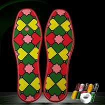 Cross stitch insole men and women cotton pinhole printing semi-finished products all hand embroidery with needle and thread deodorant sweat and breathable