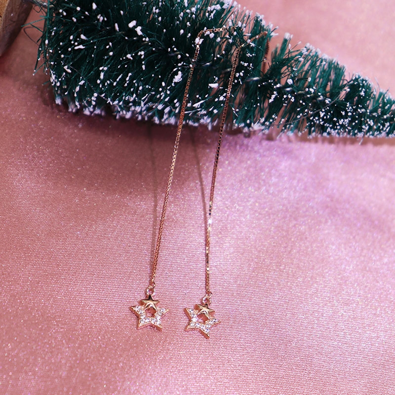 Sterling silver ear wire earrings female niche design Korean net red temperament simple all-match super fairy cold new earrings 35