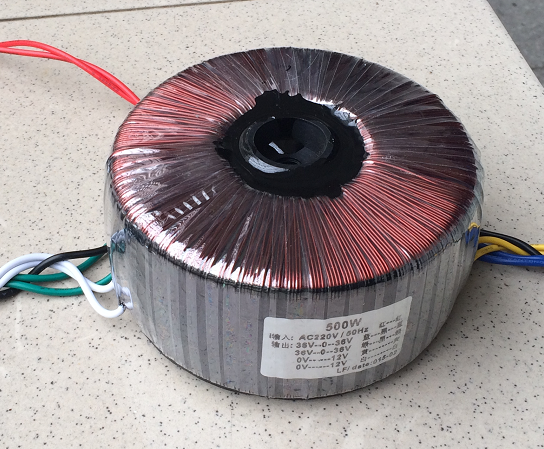 500W toroidal transformer output two sets of three wires 36V two sets of 12V secondary 10 wire outputs
