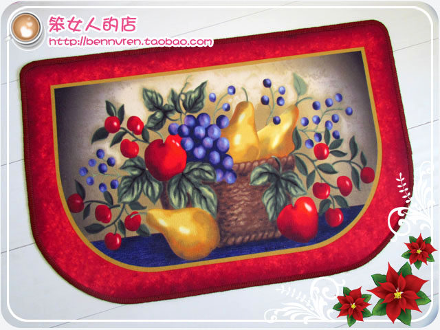 American country European Mediterranean style non-slip floor mat door mat foot mat 70*45 oil painting fruit