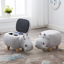 Solid Wood footrest creative hippo shoe stool sofa stool designer furniture storage dwarf test shoe stool storage footstool storage footstool