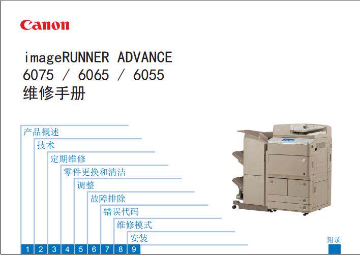 Canon high-speed photocopier iR-ADV 6055 6065 6075 Chinese repair manual fault code Canon