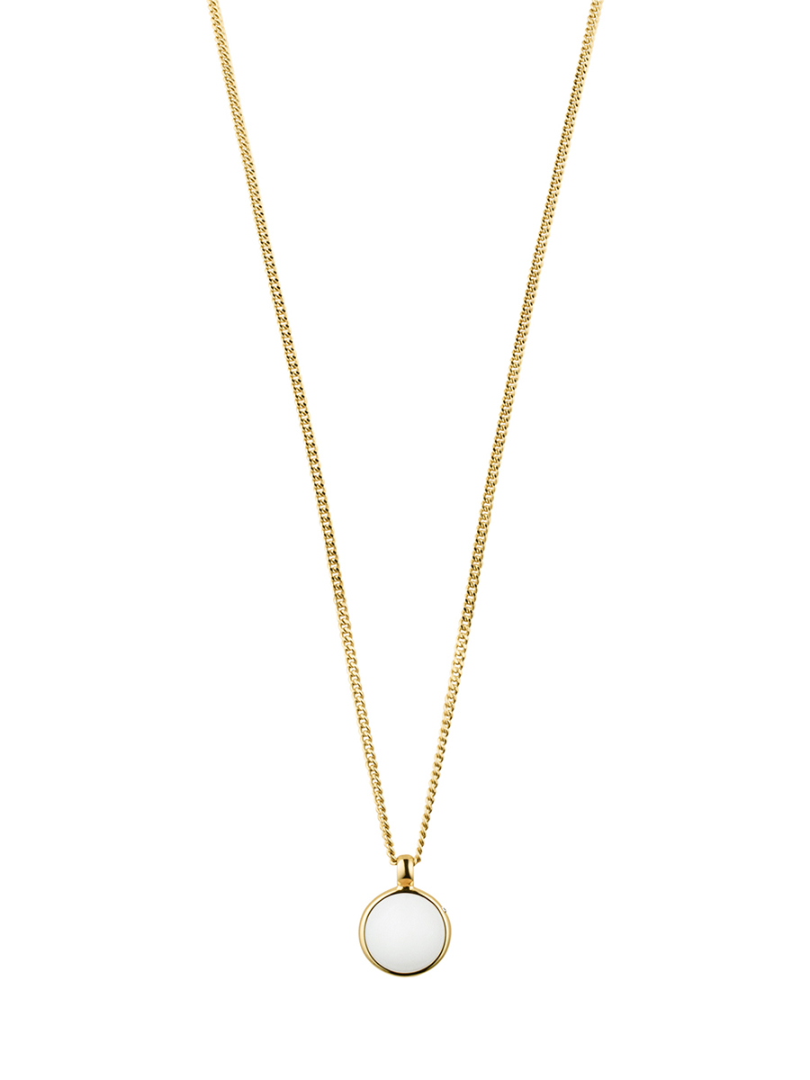 DYRBERG/KERN 金色色彩系列长款白色镶嵌项链