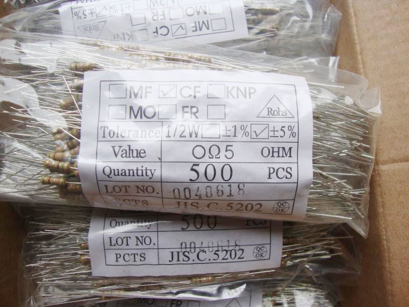 Electric car charger new 1 2W 0 5W 0E5 % 5 carbon film resistor 0 5 € 5 per pack 5