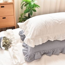 Cotton lace water wash cotton pillowcase ruffle Princess wind single single single cotton pillow pillow pillow bed bedding