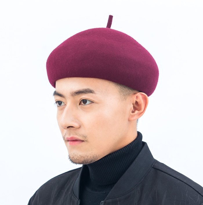 羊毛呢教授帽畫家帽導演帽男女秋冬夾棉中老年男帽子藝術範博士帽