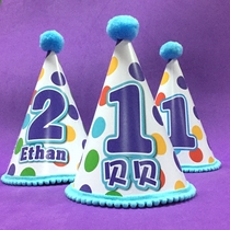 Baby birthday decoration layout Childrens year-old digital paper hat Custom birthday party hat can print 1 name