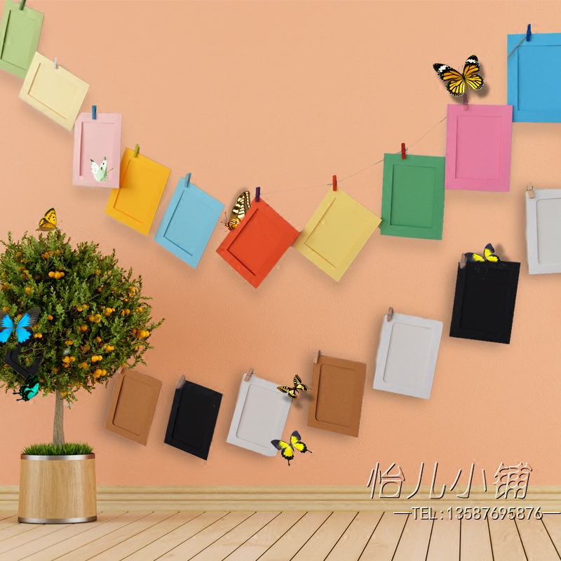 Creative Cartoon DIY Hanging Wall Composition Hanging Paper Photo Hemp Rope Photo Wall Toddler Decorative Photo Frame