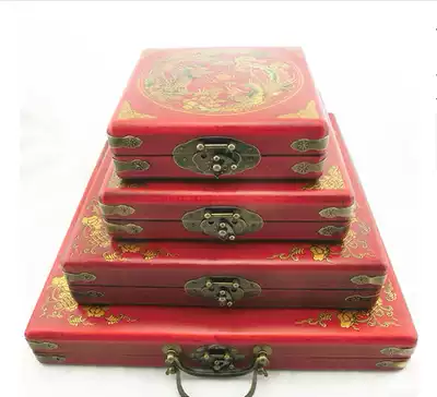 Antique compass box wooden box leather box compass box wooden box storage box Ming and Qing style exquisite craft gift decoration