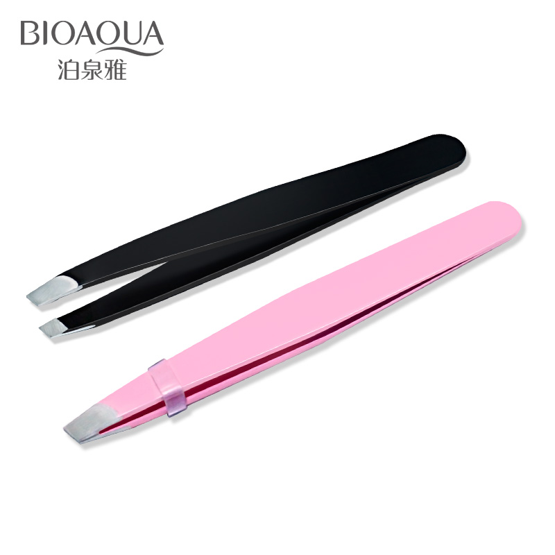 泊泉雅不锈钢斜口眉夹修眉镊子眉钳睫毛拔毛夹子美妆工具化妆品女