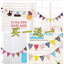Nordic creative grid hanging flag wall decoration animal family party colorful flag birthday hanging room decoration living room decoration