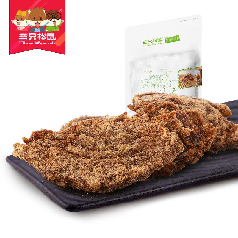 【天猫超市】三只松鼠 牛肉牛肉片100g零食小吃手撕牛肉干五香味