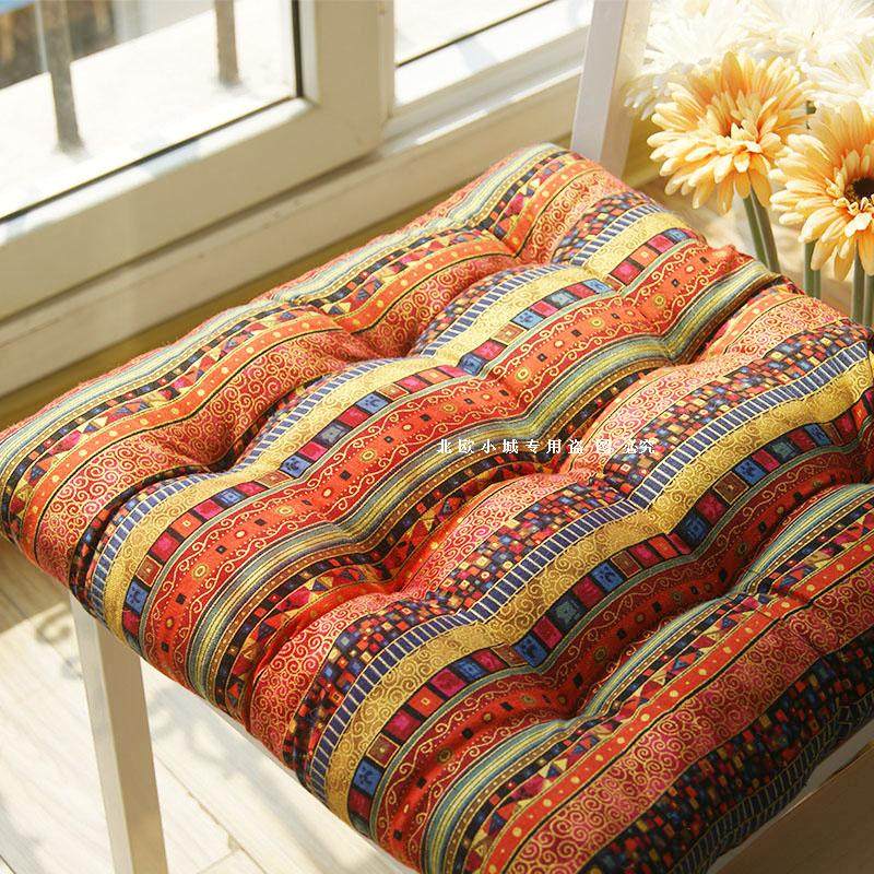 Thickened autumn and winter warm lace-up cotton and linen chair cushion Bohemian dining chair cushion Turkish ethnic tatami