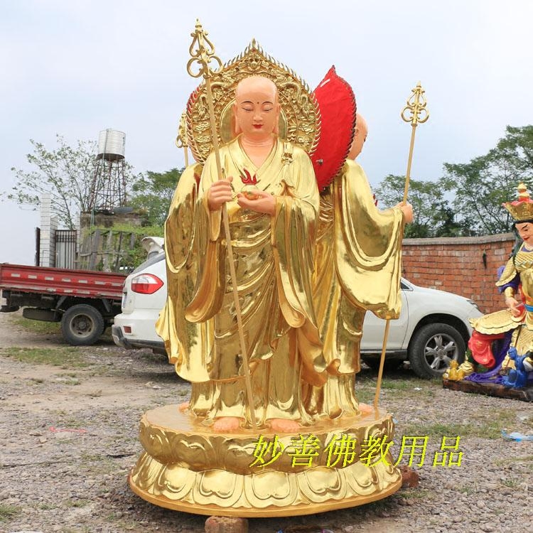 2 meters backlight three-sided King Tibet Bodhisattva Jiuhua Mountain Bodhisattva three-sided Buddha resin glass fiber buddha statue manufacturers 1 8 meters