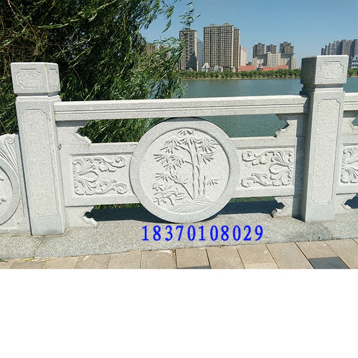 Sesame Grey Granite Rock Balustrade River Guardrails Natural Marble Chinese Stone Sculpted Embossed Green Stone Bridge Railing
