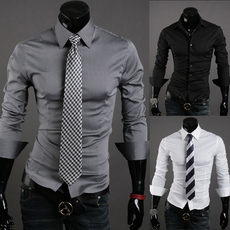 Рубашка мужская 百搭男士修身休闲衬衫韩版素色长袖衬衣solid men's dress shirts