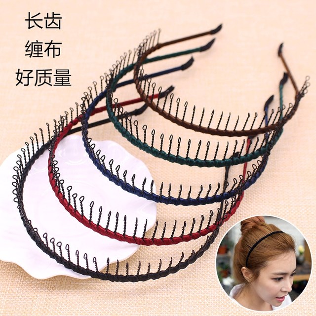 Korean hairband headwear simple toothed headband hairpin makeup face wash hairband comb long tooth anti-slip hair hole hairband