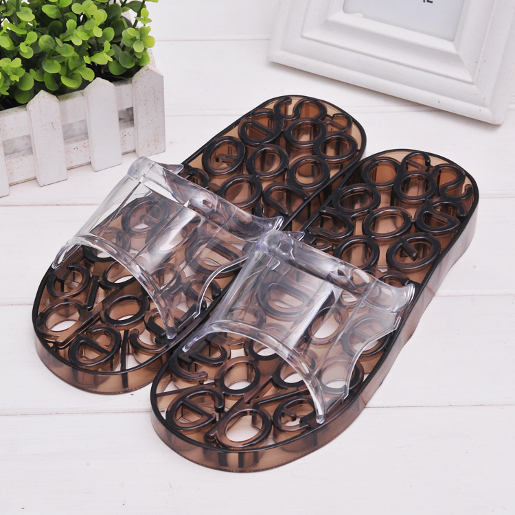  Korean Hollow-Out Letter Home Slippers Summer Bathroom Non-Slip Bathroom Slippers for Men and Women Water-Draining Indoor Slippers
