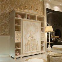 Childrens wardrobe white paint Castle double door multifunctional princess room bookshelf cabinet large cabinet customization