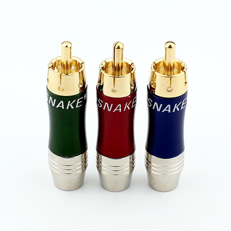 High quality pure copper gilded color difference lotus plug audio line DIY welding audio-video AV connection head