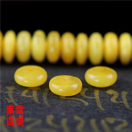 Baltic Sea 6 5*3 5MM natural AMBER BEESWAX old HONEY yellow BEESWAX spacer BEADS-single PRICE