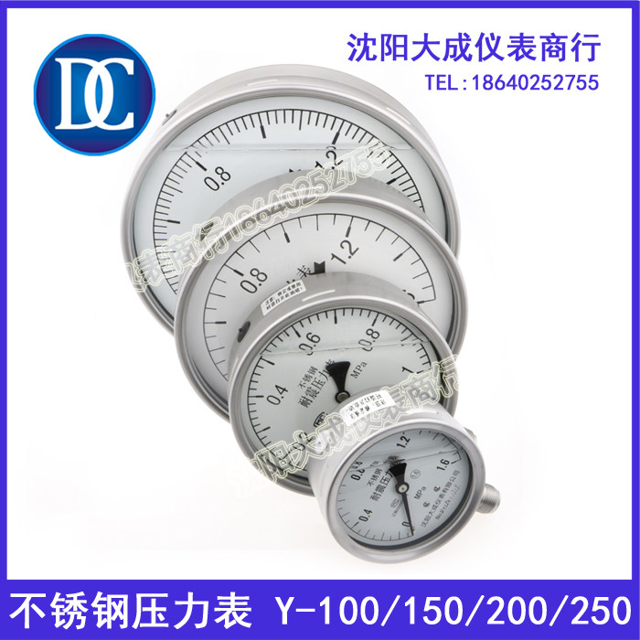 (large size) 304SS 200 round 250 round full stainless steel pressure gauge resistant pressure gauge YTN-250F-Taobao