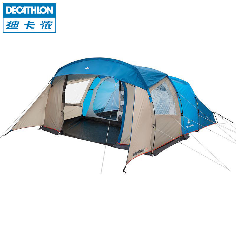 迪卡侬 户外露营五人两室一厅家庭 快速搭建基地帐篷 QUECHUA 5.2