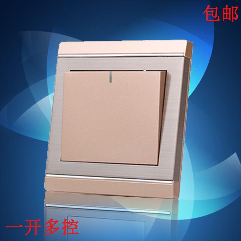 Type 86 switch socket champagne gold wire drawing one open multi-control switch panel stainless steel wire drawing halfway switch