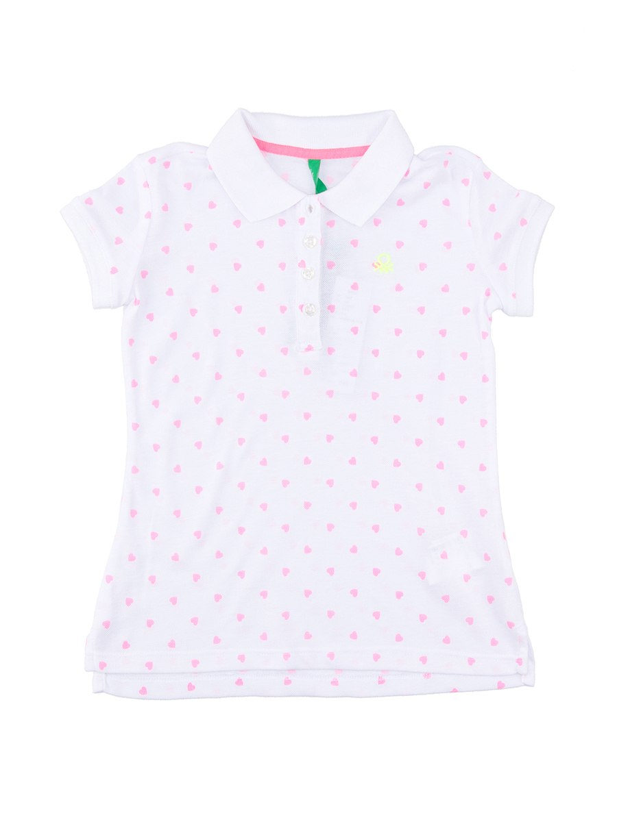 Benetton/贝纳通 白底红桃心印花女童短袖T恤
