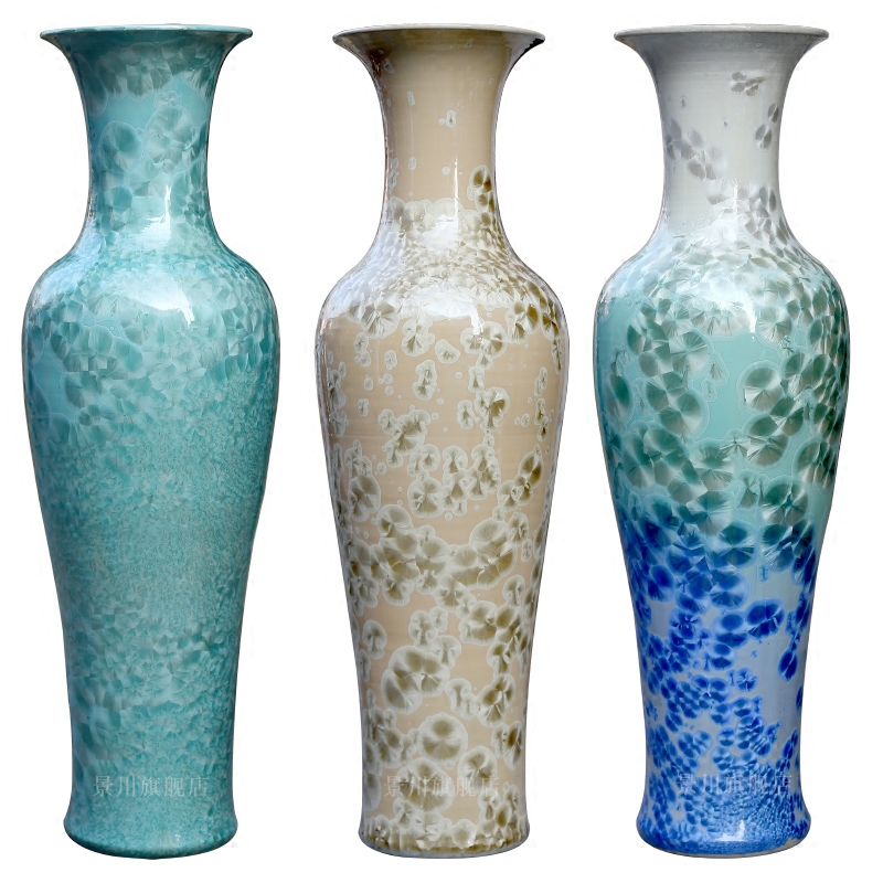 Jingdezhen ceramics jade borneol crystalline glaze furnishing articles hotel adornment of I sitting room of large vase