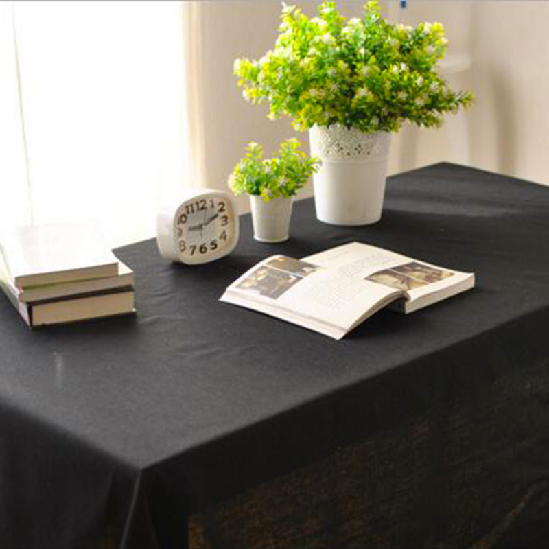 American cotton linen black tablecloth western restaurant coffee shop solid color tablecloth rectangular dining table square table round table cloth art