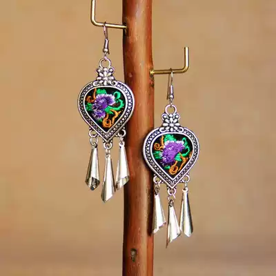 Cloud decoration totem original female jewelry earrings ethnic style Miao silver jewelry embroidered earrings personality earrings earrings R19