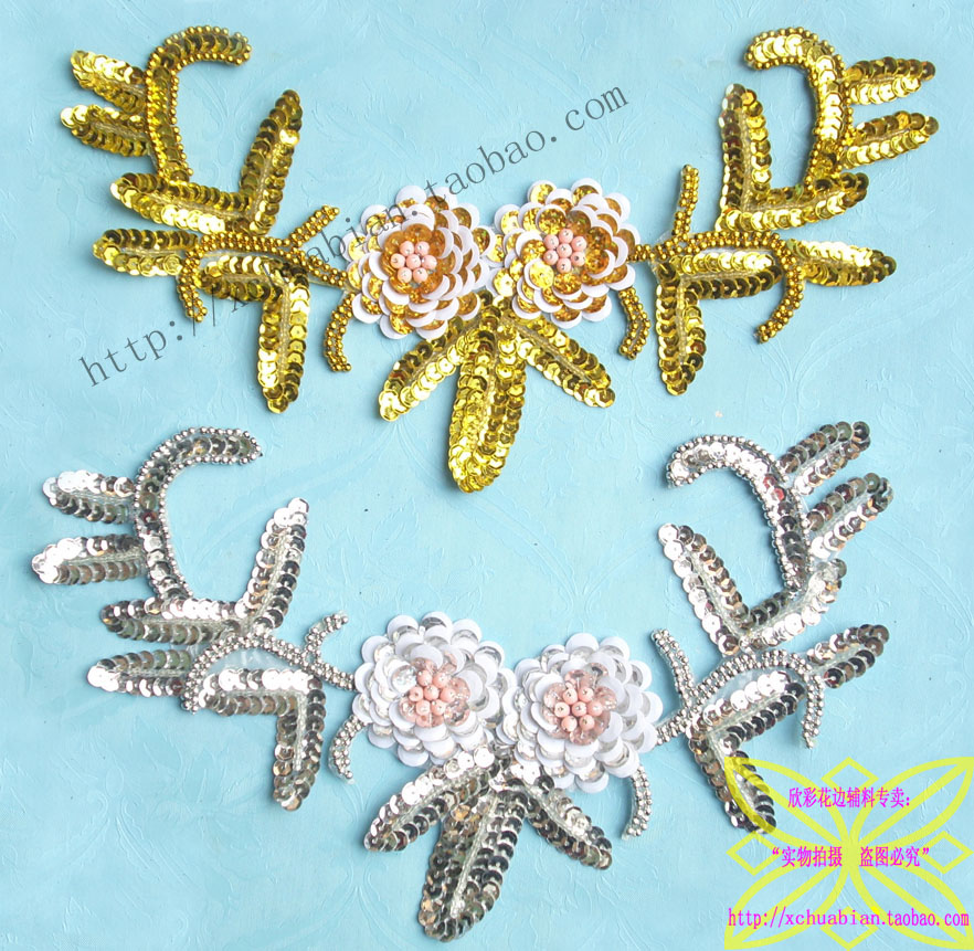 Xincai lace ethnic lace stage dance headdress sequined flower handmade beaded flower 60# sequined flower