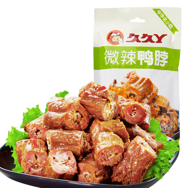 【天猫超市】久久丫微辣鸭脖子118g小包装小吃办公室特产零食品