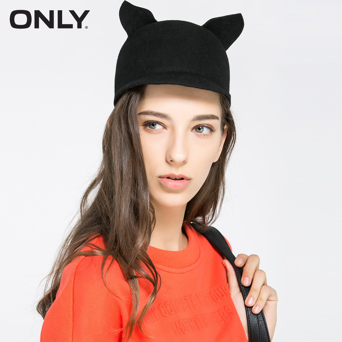 ONLY2016春装新品羊毛猫耳装饰毡帽女L|116186001