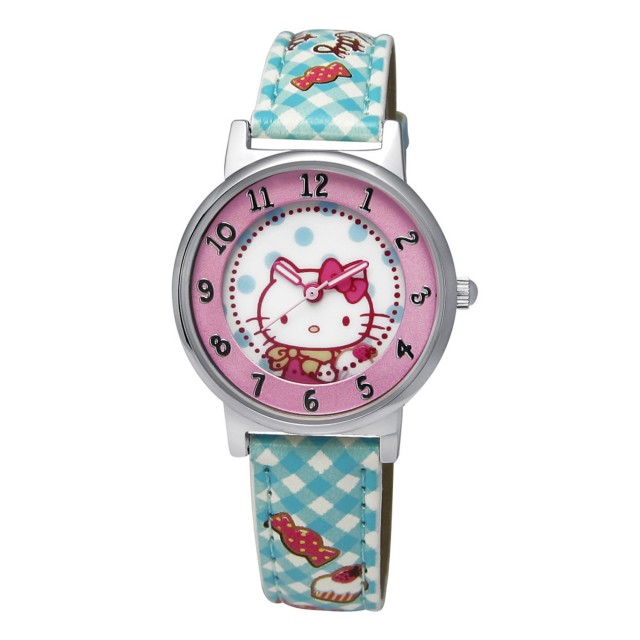 HELLO KITTY cute pure and delicious dessert pointer wrist watch-white x blue