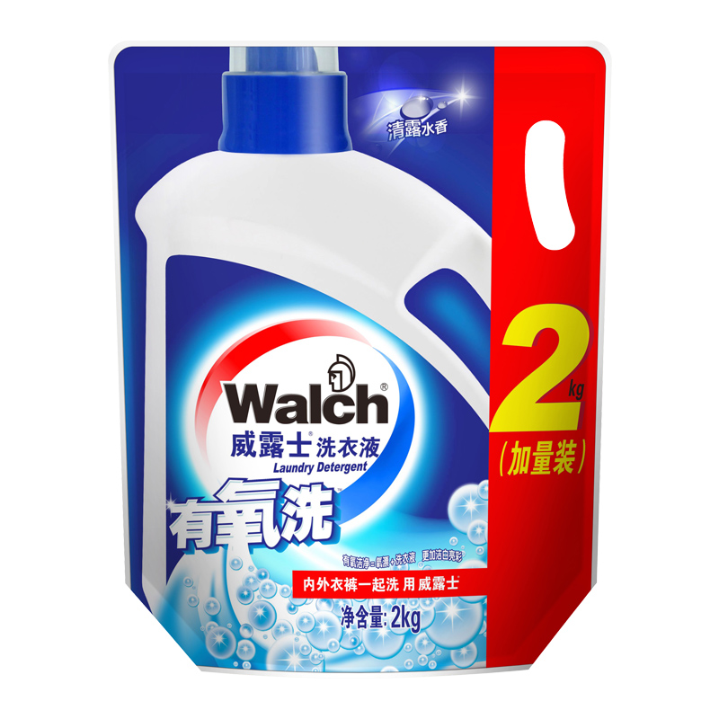 walch威露士洗衣液有氧洗2kg 清露水香衣物清洁护理剂无磷补充装
