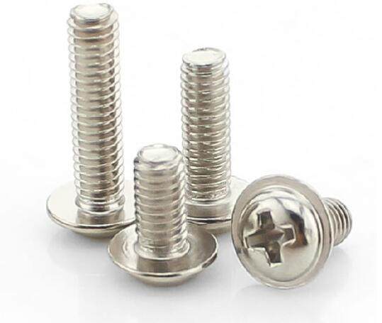 Nickel plated semi-circle head with spacer combined screw with cushion cross-element machine screw disc head with cushion screw