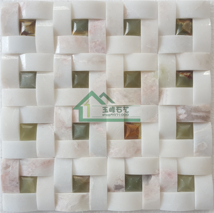 Natural Jade Marble Mosaic Fresh Sofa TV Background Wall Sapphire Rose Jade Crystal White