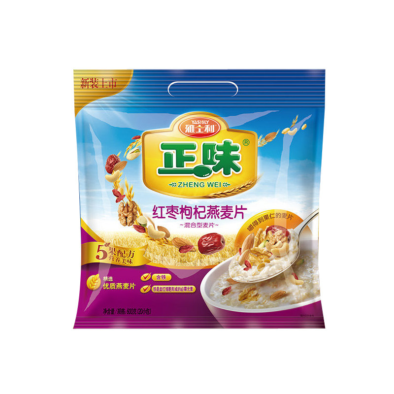 【天猫超市】雅士利 正味红枣枸杞燕麦片600g/袋 营养早餐