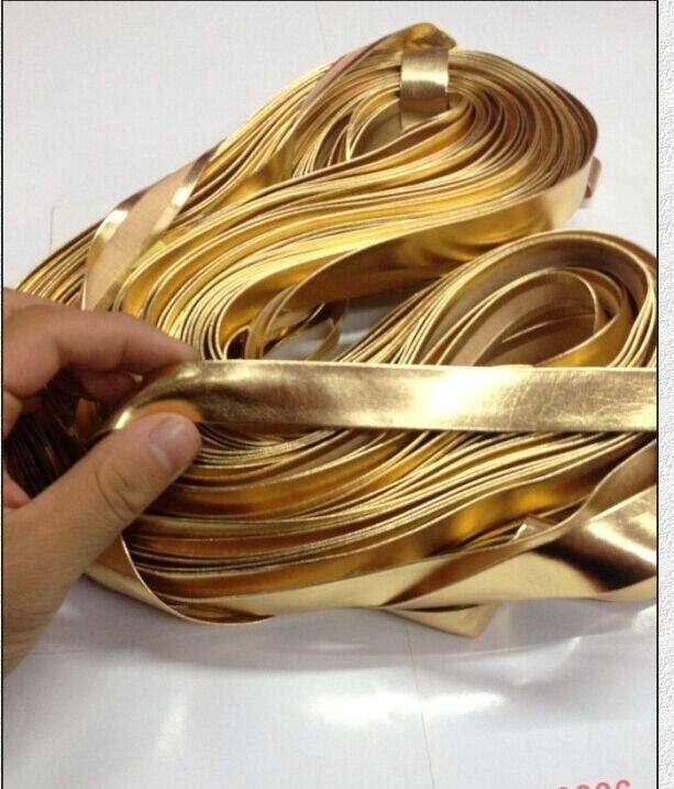 DIY leather rope PU leather strap/anime universal edging/leather pressure strip deep gold silver 2CM wide for sale starting from one meter